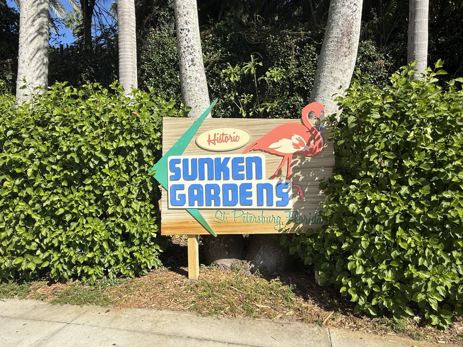 Sunken Garden welcome sign.