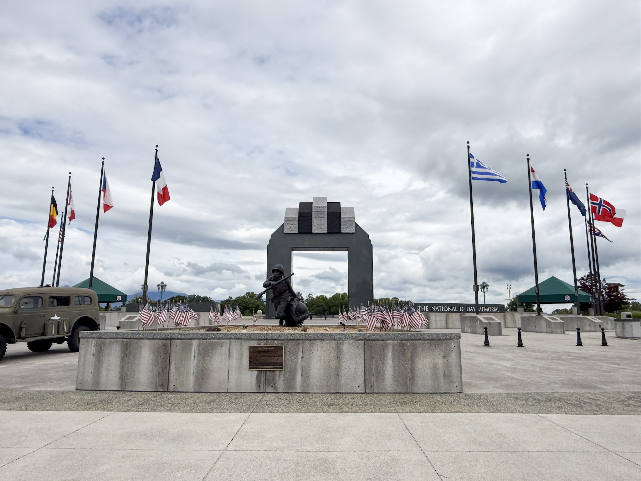 Entrance to the National D-Day Memorial in Bedford, Virginia, honoring the Allied forces who fought on D-Day during World War II.
